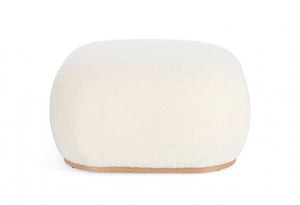 Pouf Ø 68,5x36 cm Cozy Japandi in Tessuto Bianco