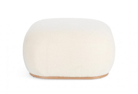 Pouf Ø 68,5x36 cm Cozy Japandi in Tessuto Bianco