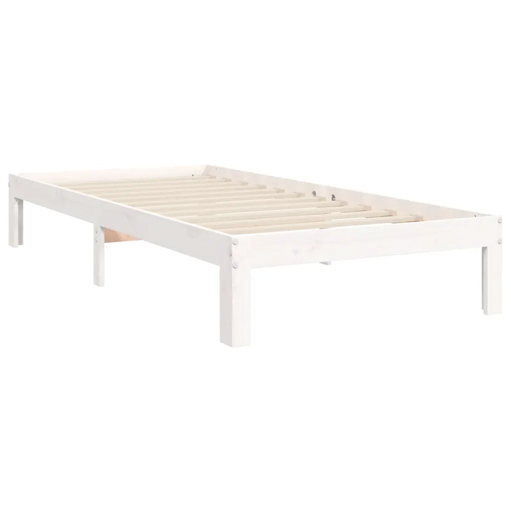Giroletto senza Materasso-Struttura Letto Bianco 90x200 cm Legno Massello Pino 677080