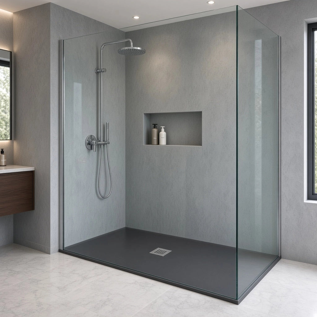 Piatto doccia rettangolare 90x180 cm effetto pietra marmoresina STONE Nero Grafite FRANCIA