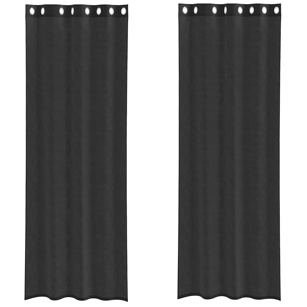 Tende in Voile con Occhielli 2 pz Nero 140x300 cm 4102064