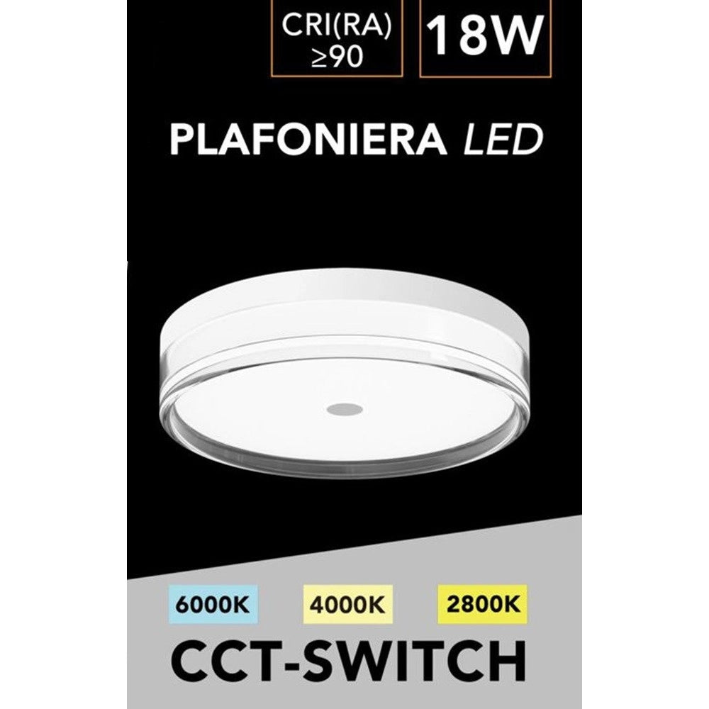 Trade Shop - Plafoniera Led 18w A Soffitto Moderna Tecnologia Cct 3 Tonalità Selezionabili Bl230-3c - Bianco