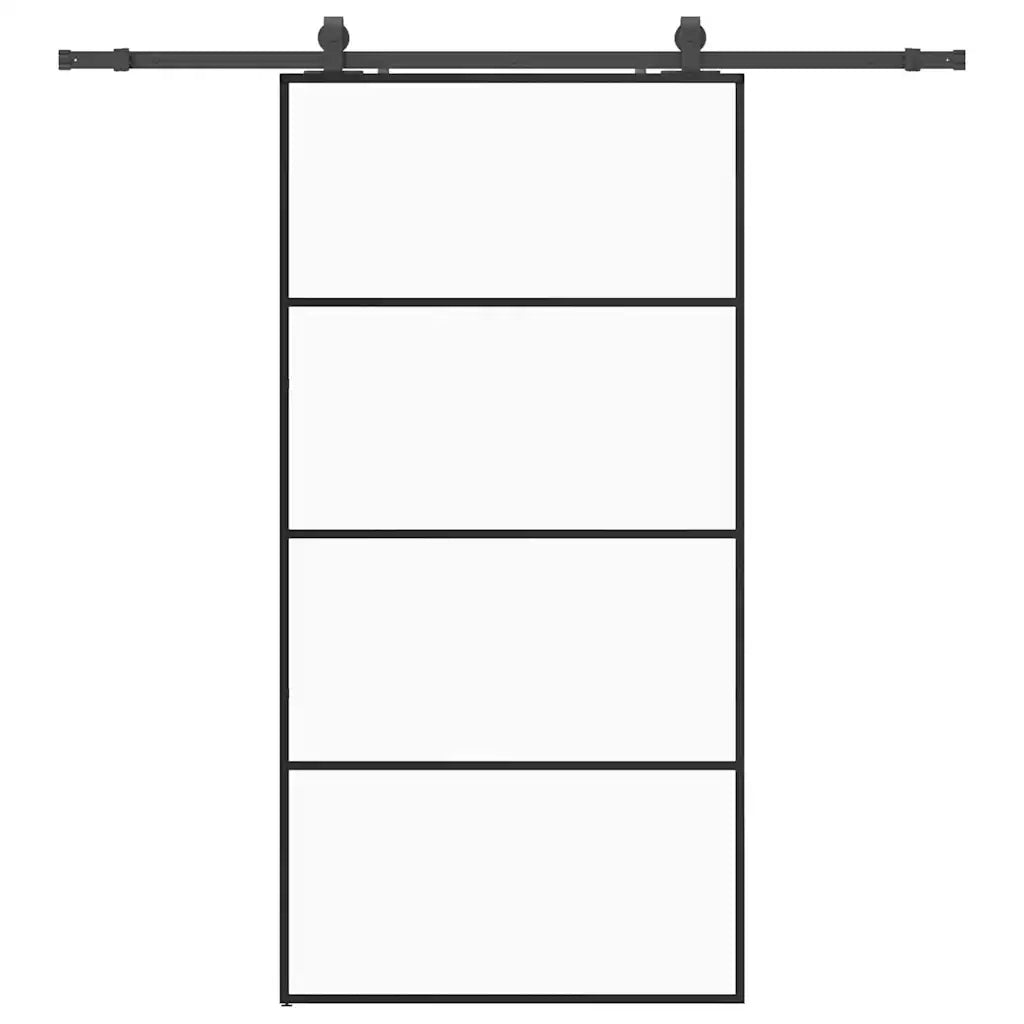 Porta Scorrevole con Ferramenta Nera 102,5x205 cm in Vetro ESG