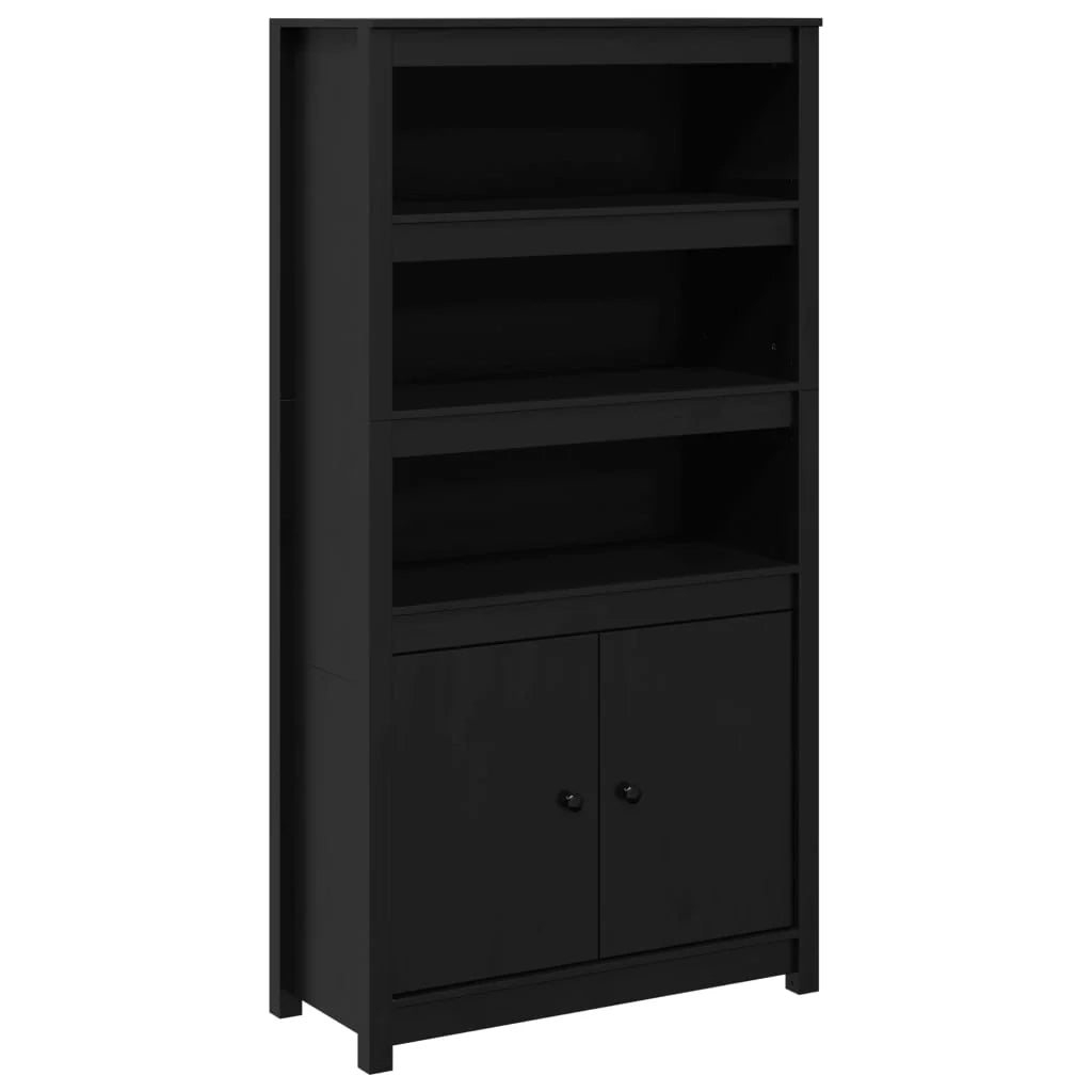 Buffet credenza cassettiera armadio mobile contenitore organizer cucina soggiorno salotto alto 80 x 35 x 154 cm legno massello di pino nero 02_0035130