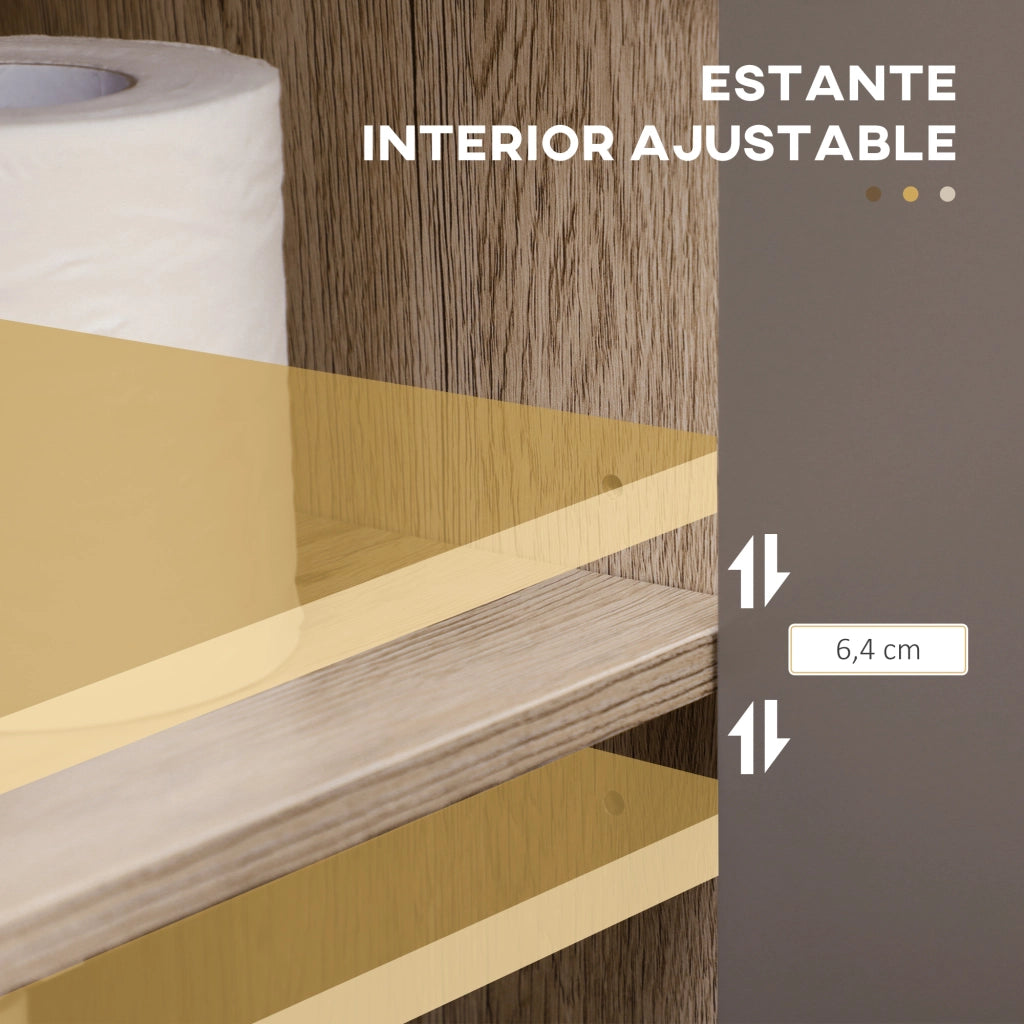 Armadietto Sottolavabo Bagno con Ante e Ripiano Aggiustabile ¨C Zephmum ¨C 60x30x59,8 cm Grigio Rovere