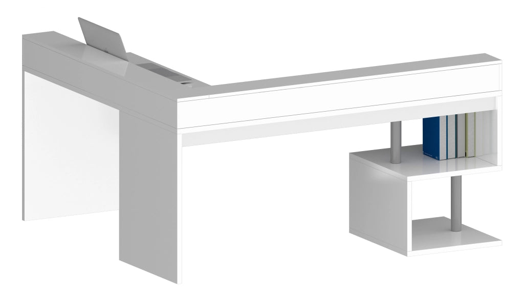 Scrivania a "S" angolare con piano rialzato Dimensioni: 160/180X60X92,5