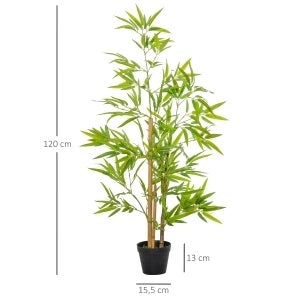Bambù artificiale decorativo alto 120 cm con vaso, pianta da interno realistica