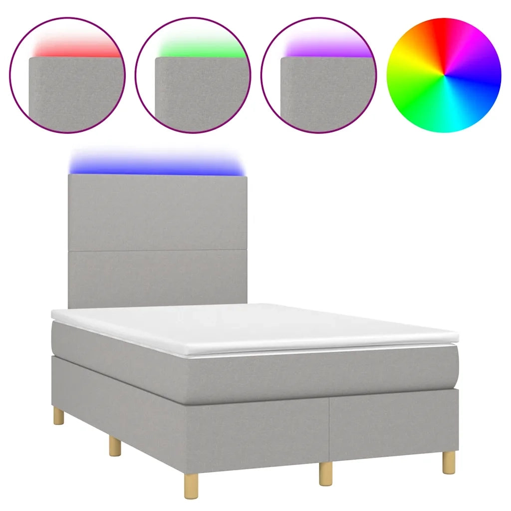 Letto a Molle Materasso e LED Grigio Chiaro 120x190 cm Tessuto 3270232