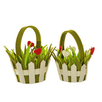 Set 4 Cesti con Manico e Cuori Larghezza 15 cm