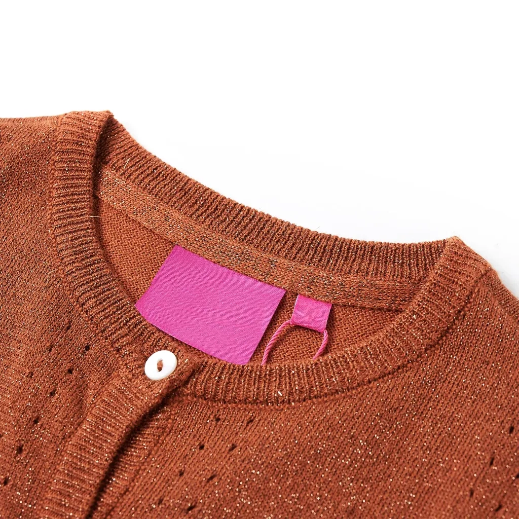 Cardigan da Bambina Lavorato a Mano Cognac 128 CFW7838850