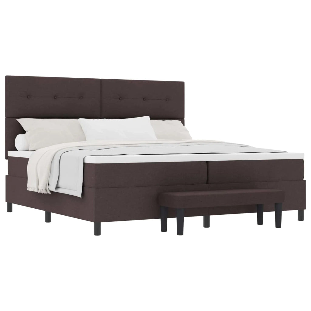 Letto a molle con testiera Marrone Scuro 200 x 200 cm Tessuto 3344096