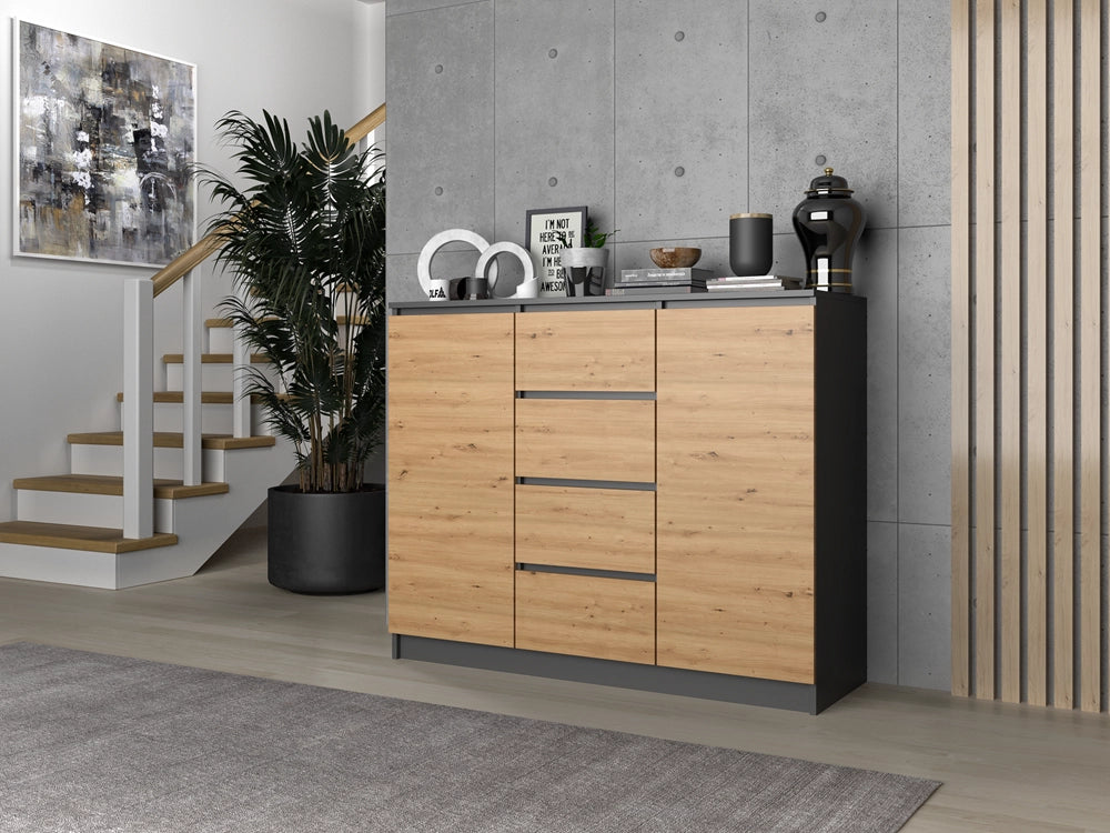Cassettiera MALWA 2d4s 120 antracite rovere artisan per camera e soggiorno