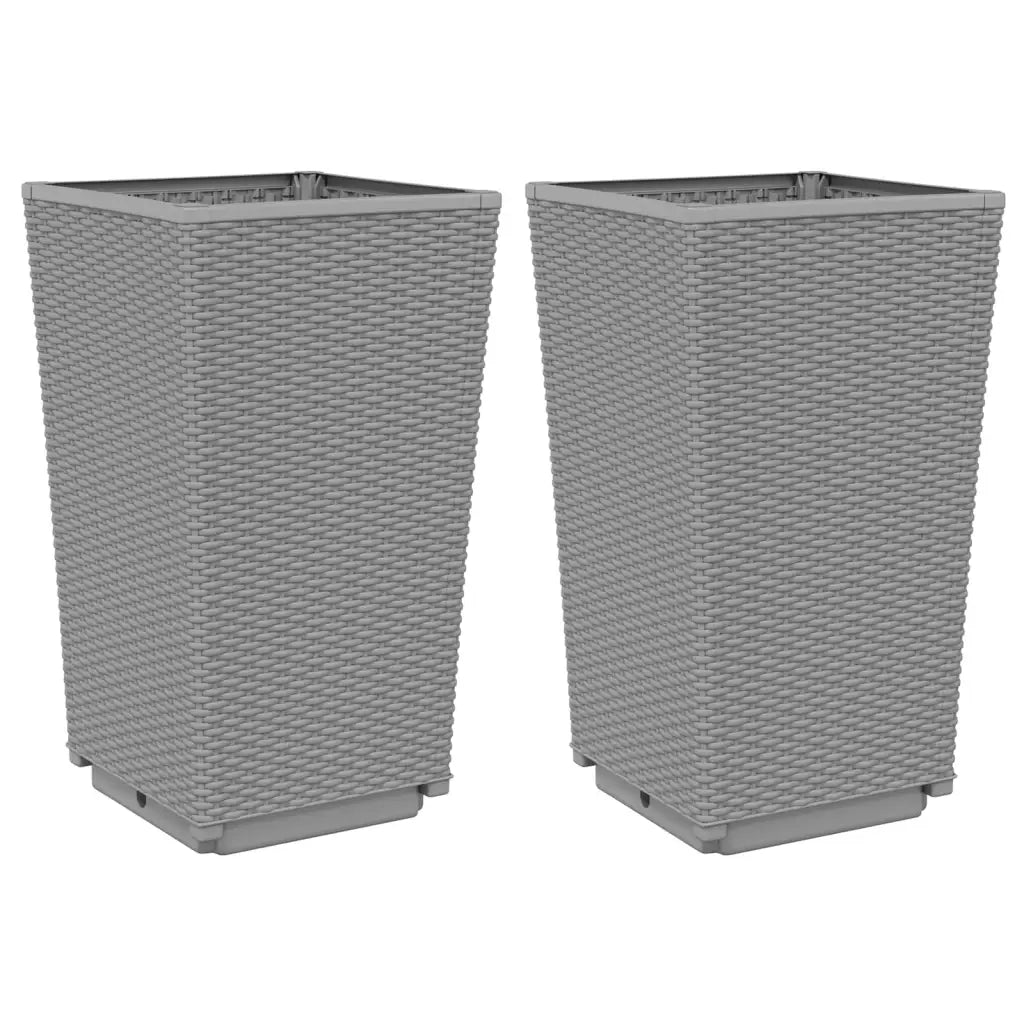 2 pz Fioriere | Cassetta per fiori | Vaso da Giardino Grigio Chiaro 32,5x32,5x57 cm in PP