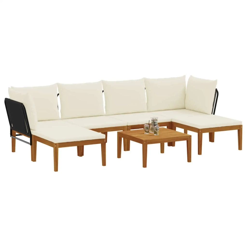 7 pcs Legno massiccio di acacia e corda Naturale 3407726