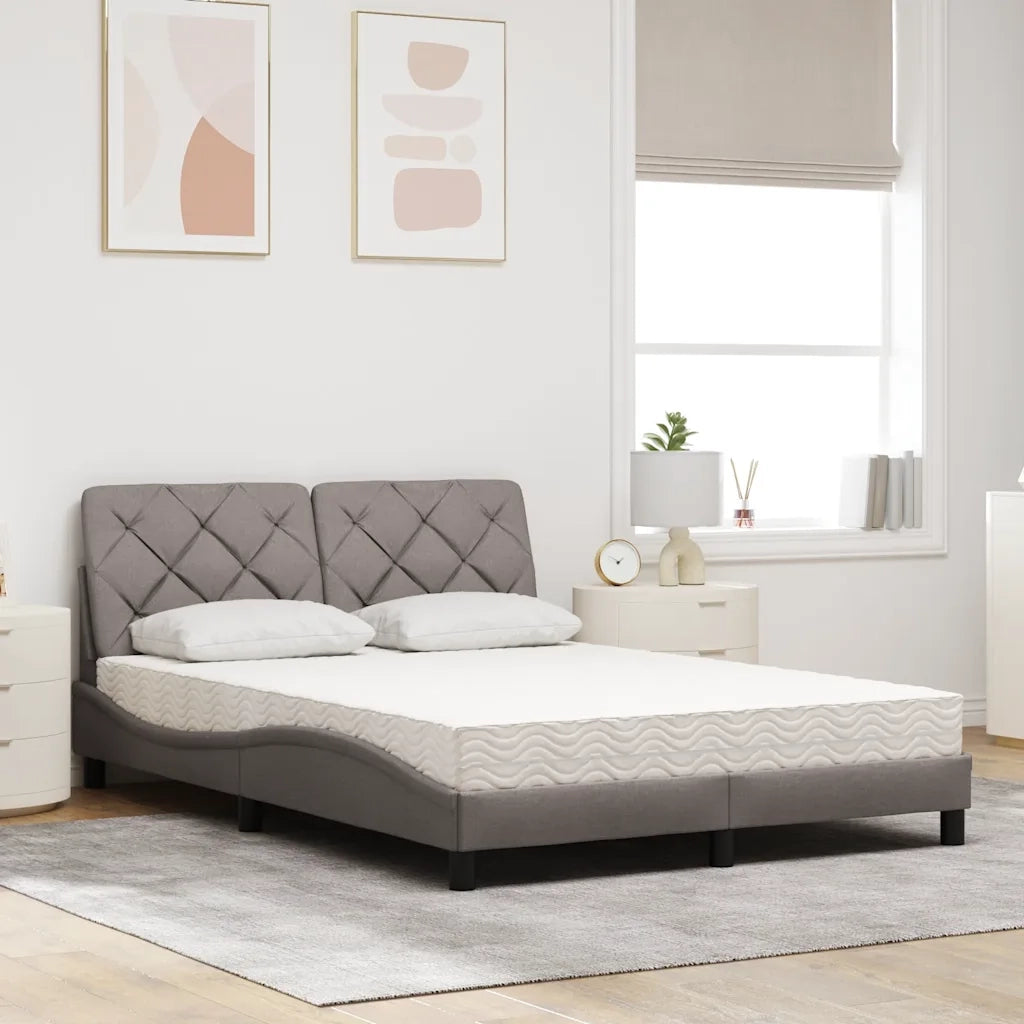 Letto con Materasso Tortora 120x200 cm in Tessuto 3310731