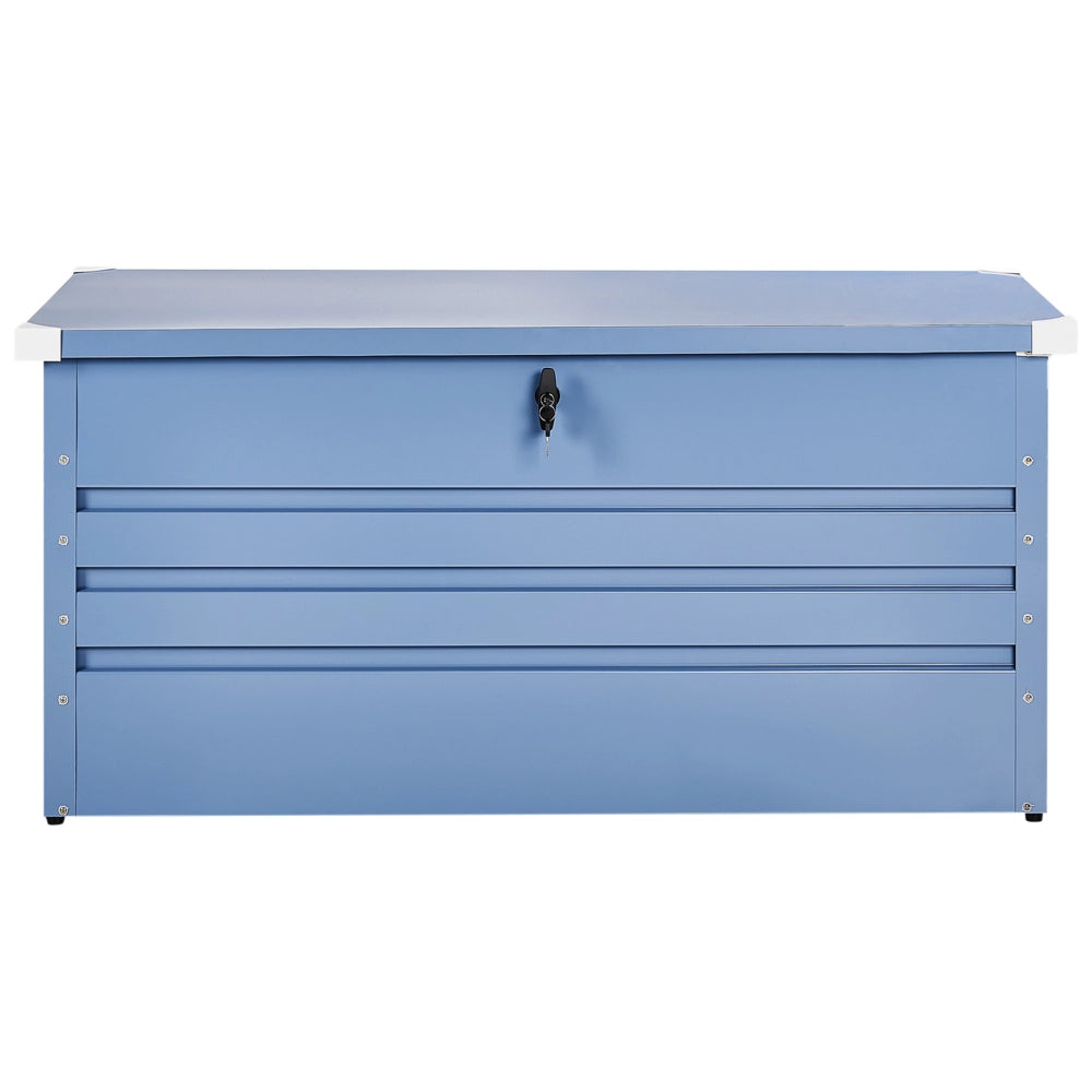 Cassapanca da esterno in acciaio zincato blu 132 x 62 cm giardino stile industriale