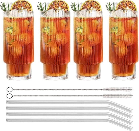 Set di bicchieri a ghiaccio a forma di ghianda - 4 pezzi - Stile vintage - 310 ml