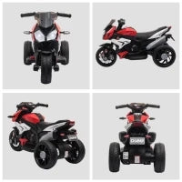 Moto Elettrica per Bambini 3-5 Anni Max. 25kg con Luci, Musica, Batteria 6V e Velocità 3km/h, 86x42x52 cm, Rossa