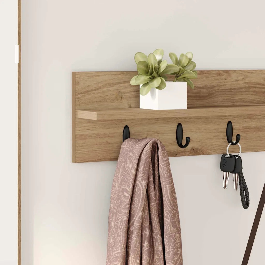 Appendiabiti a muro Rovere artigianale 100 x 10,5 x 18 cm 874410