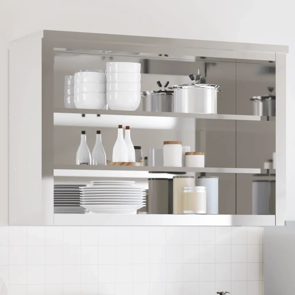 Armadietto a Muro | Mobile Cucina da Parete con Ripiani in Acciaio Inossidabile