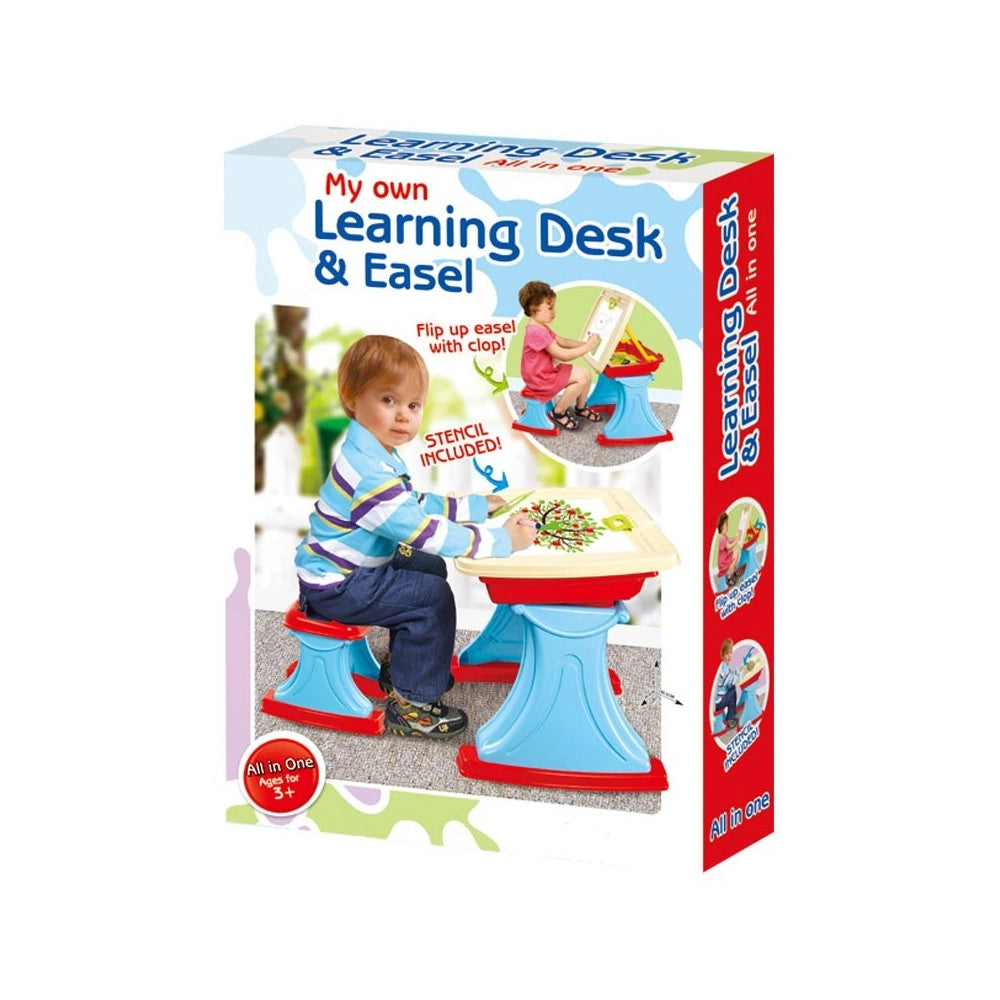 Trade Shop - Banco Scuola Scrivania Celeste + Sedia Piano Ribaltabile Con Vano Porta Oggetti -