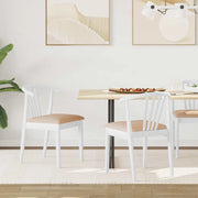 Sedia da pranzo 2 pcs Bianco e marrone Legno di gomma massiccio 42020400