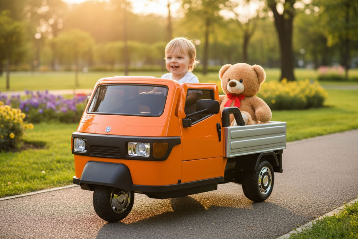 Macchina Elettrica per Bambini Licenza Piaggio Apecar 12V Arancione