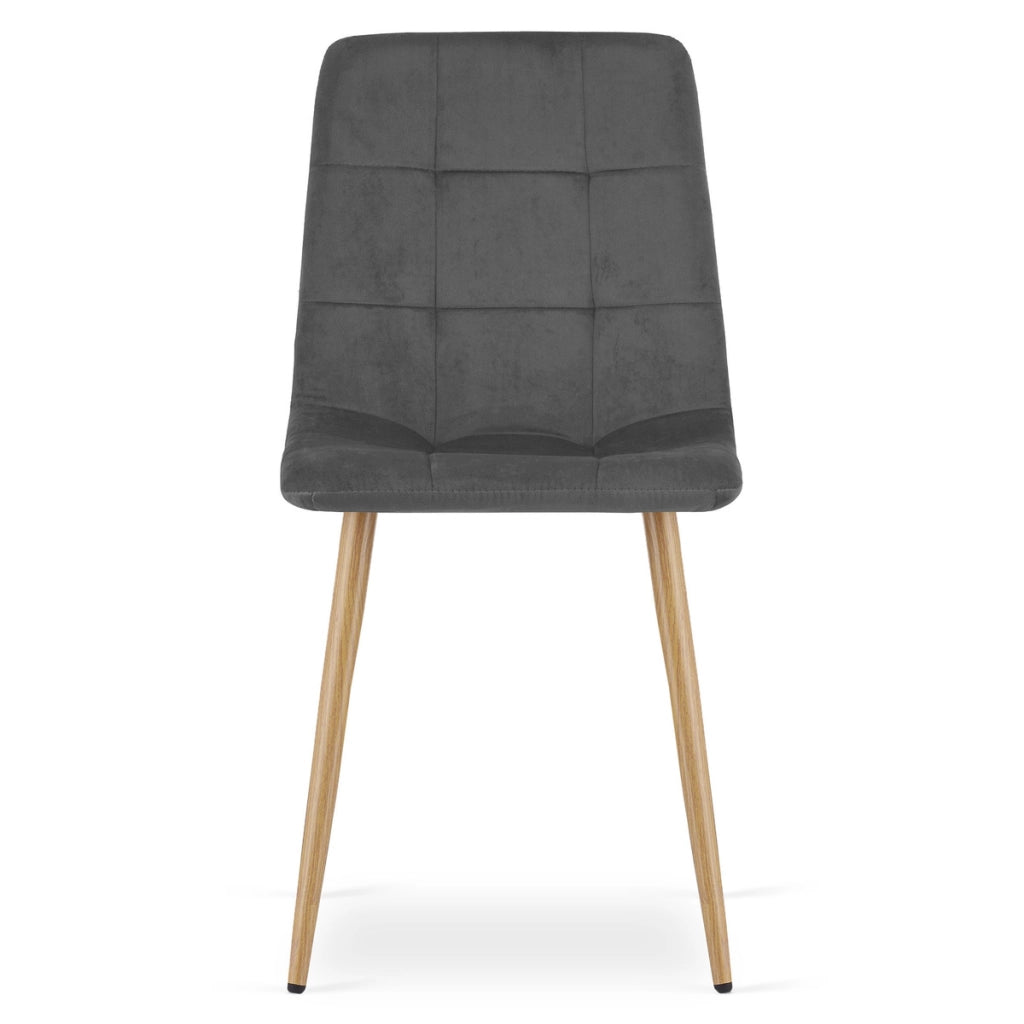 Set di 2 sedie Kara in velluto grigio scuro e metallo effetto legno