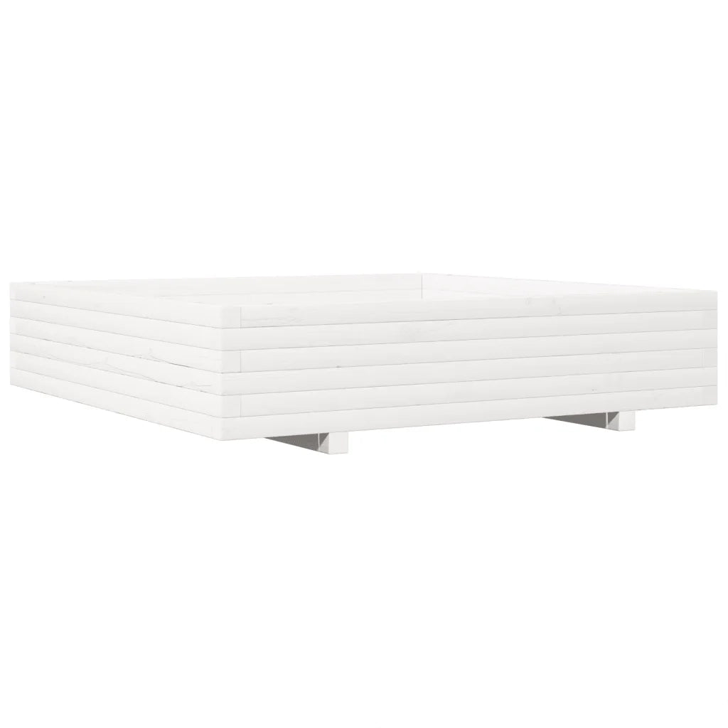 Fioriera da Giardino Bianca 110x110x26,5 cm in Legno di Pino 847324