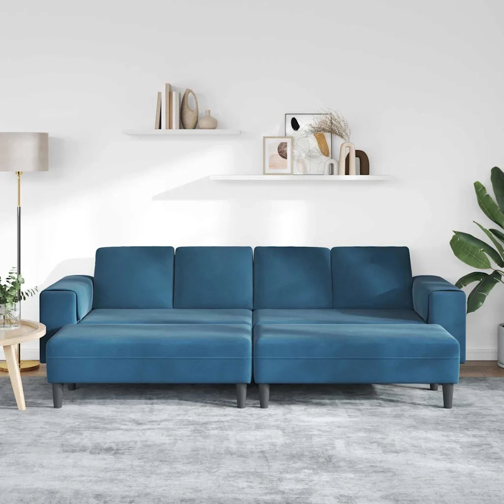 Set di divani 3 pcs Blu Velluto