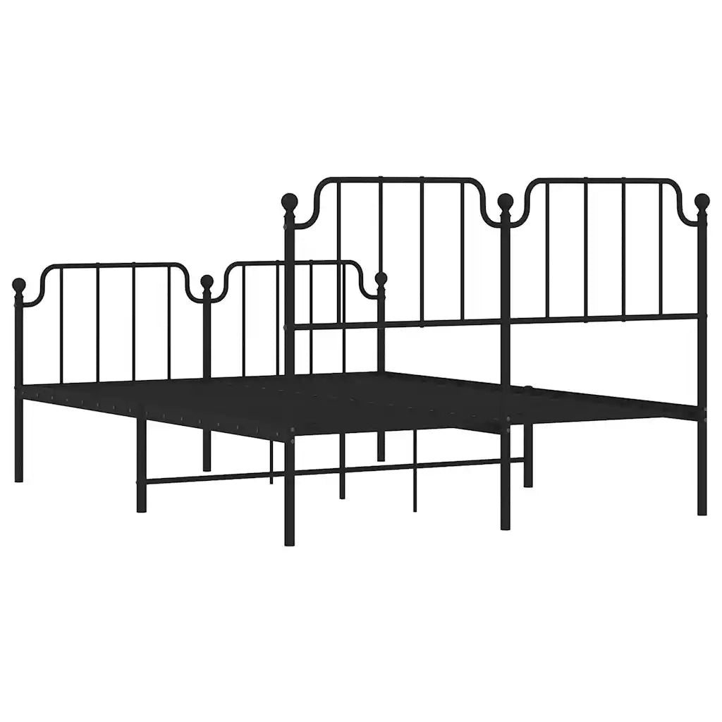Giroletto con Testiera e Pediera Metallo Nero 150x200 cm 373907