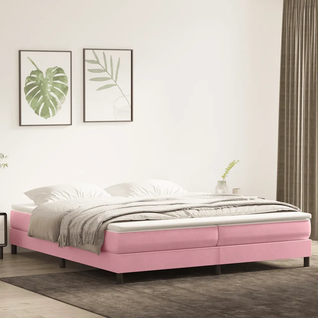 Giroletto a Molle con Materasso Rosa 180x210 cm in Velluto 3315938