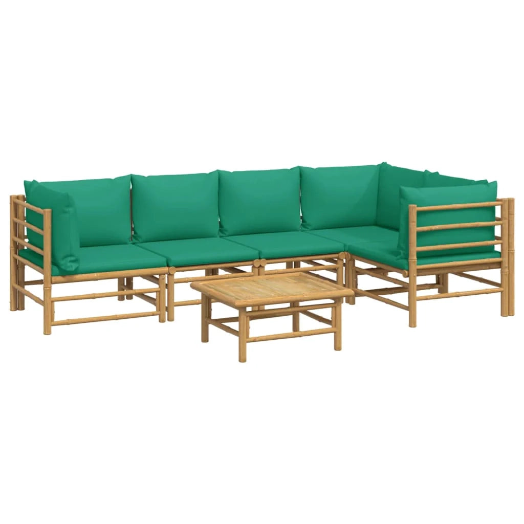 Set di mobili da giardino mobili da esterno 6 pezzi con cuscini bambù verde 02_0016955