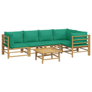 Set di mobili da giardino mobili da esterno 6 pezzi con cuscini bambù verde 02_0016955