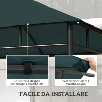 Tetto di Ricambio per Gazebo 3x3 m in Poliestere Grigio con 8 Fori di Ventilazione