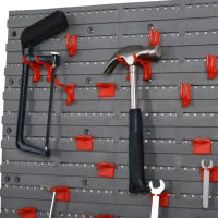 DURHAND 54PZ Contenitore Portautensile con 50 Ganci, Montaggio a Muro, PP, Rosso Grigo, 95.5x23x53.5cm