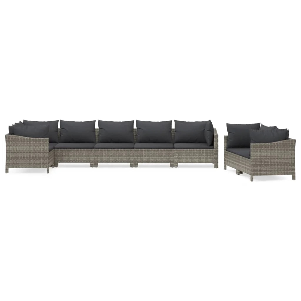 Set di mobili da giardino mobili da esterno set da 8 pezzi con cuscini resina intrecciata grigia 02_0017619
