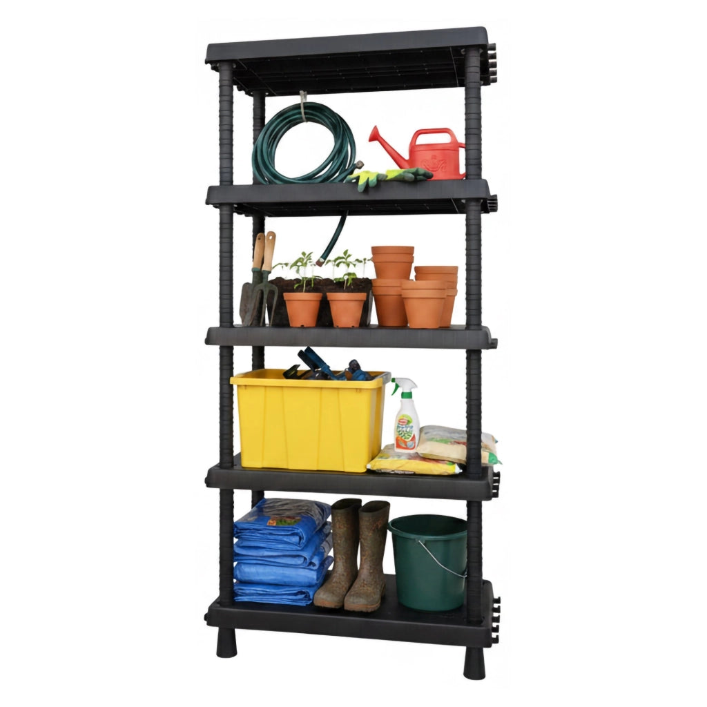 Mobile da Giardino Goshenita, Armadio da Esterno 3 Ripiani Made in Italy, 35x72x164.5h cm Nero Antracite