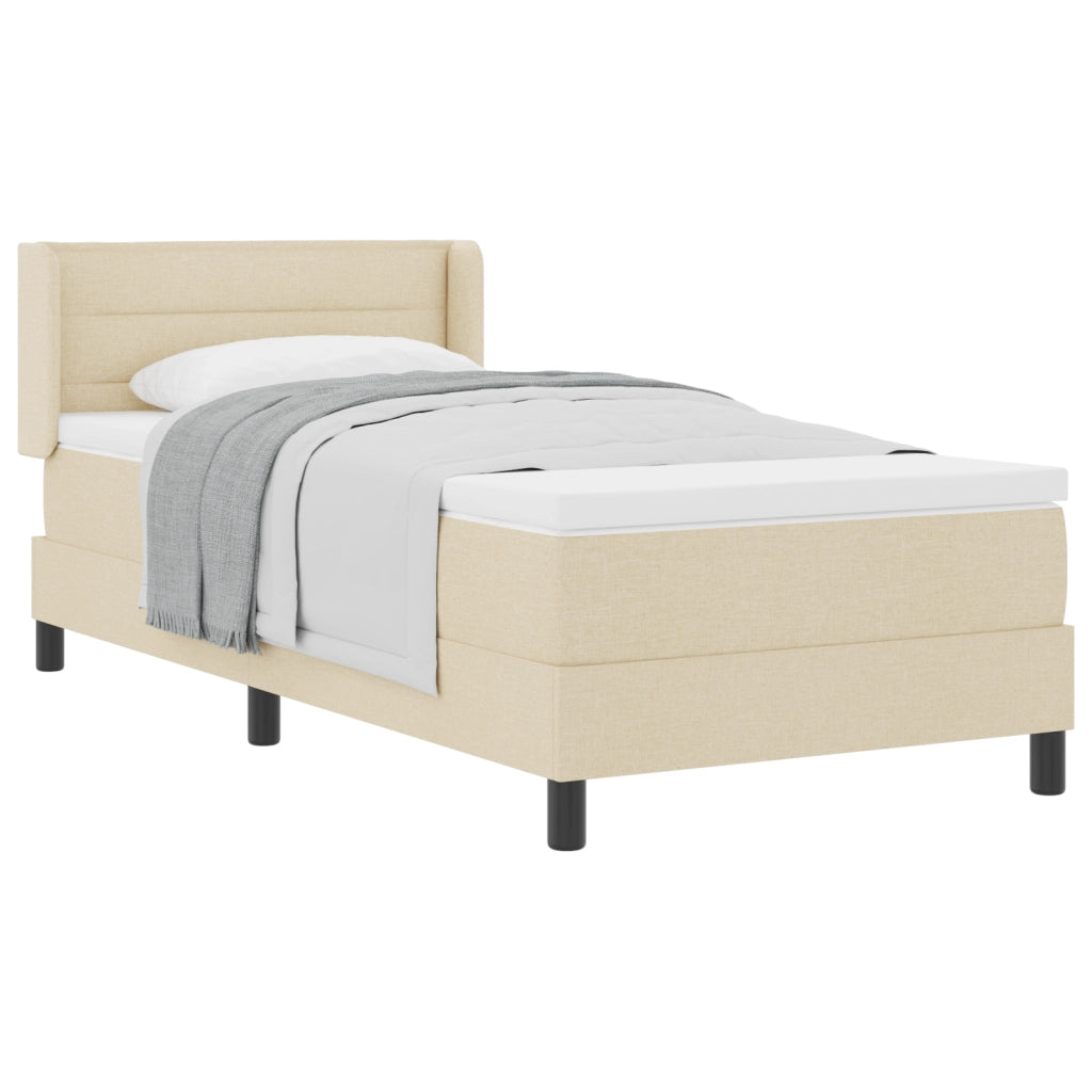 Letto Box Spring  con Materasso Panna 100x200 cm Tessuto