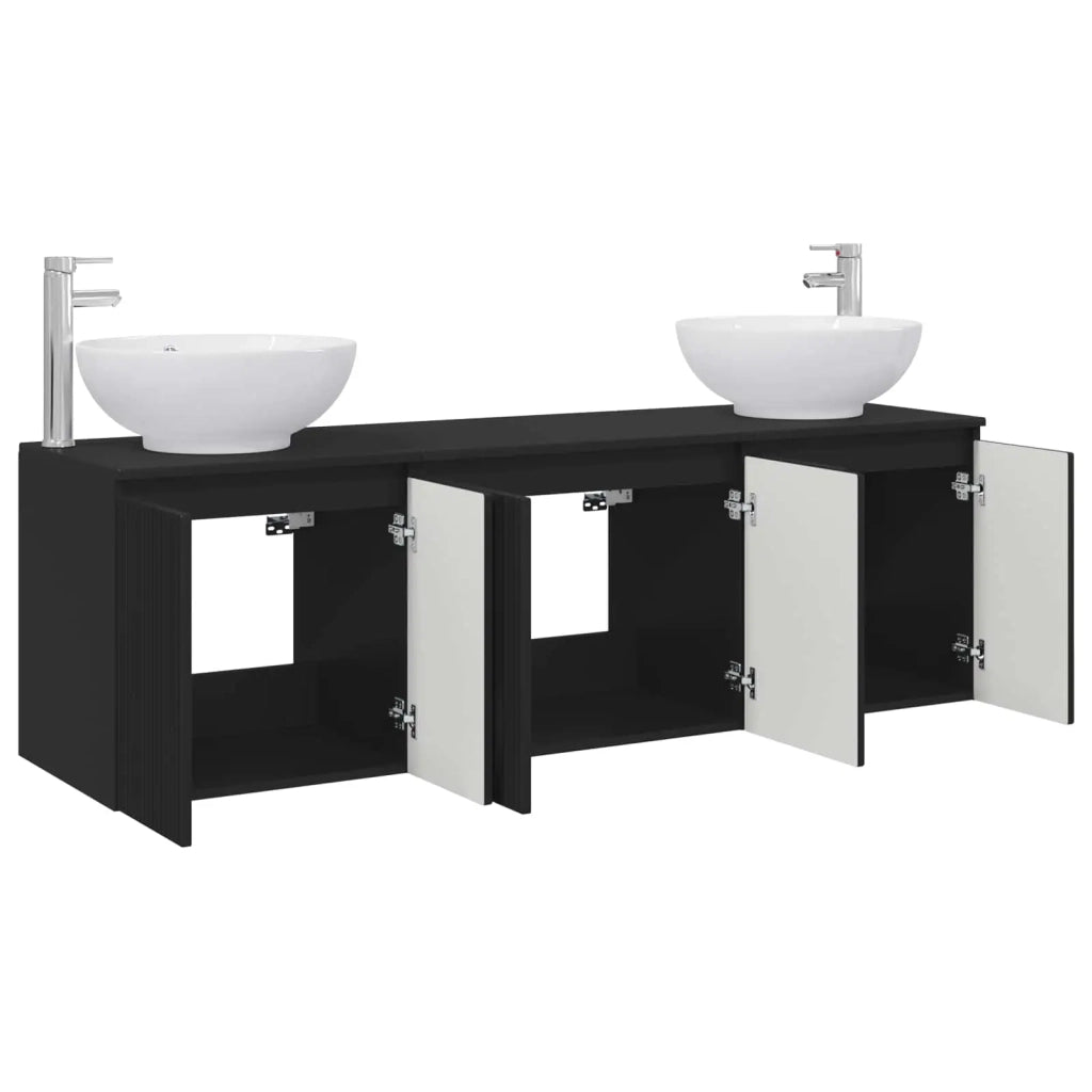 Set di Armadi da Bagno 3 pz Nero 49,5 x 44,5 x 65 cm