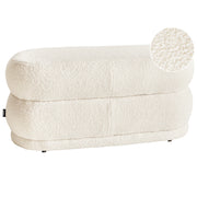 Panca decorativa con tessuto bouclè bianco sporco imbottito soggiorno camera da letto moderno