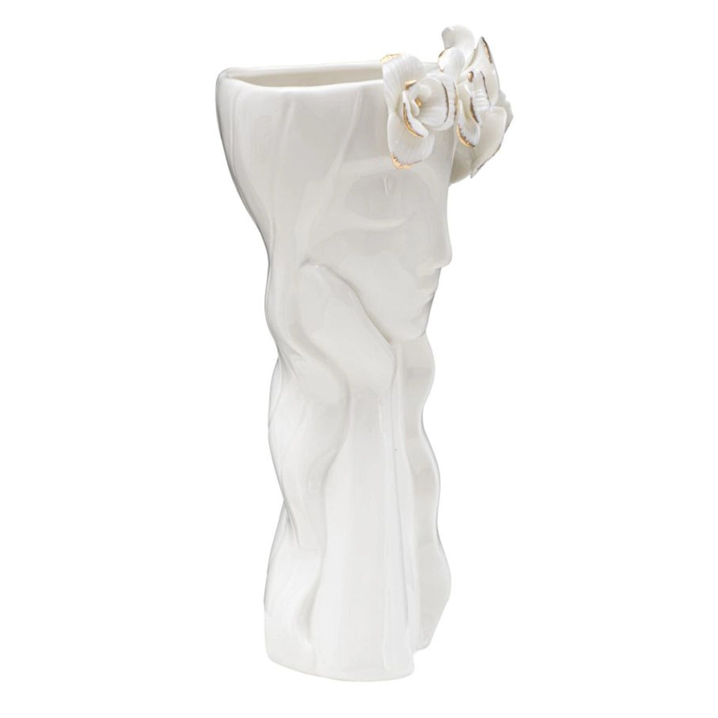 Vaso Woman Cute in porcellana bianca con dettagli oro