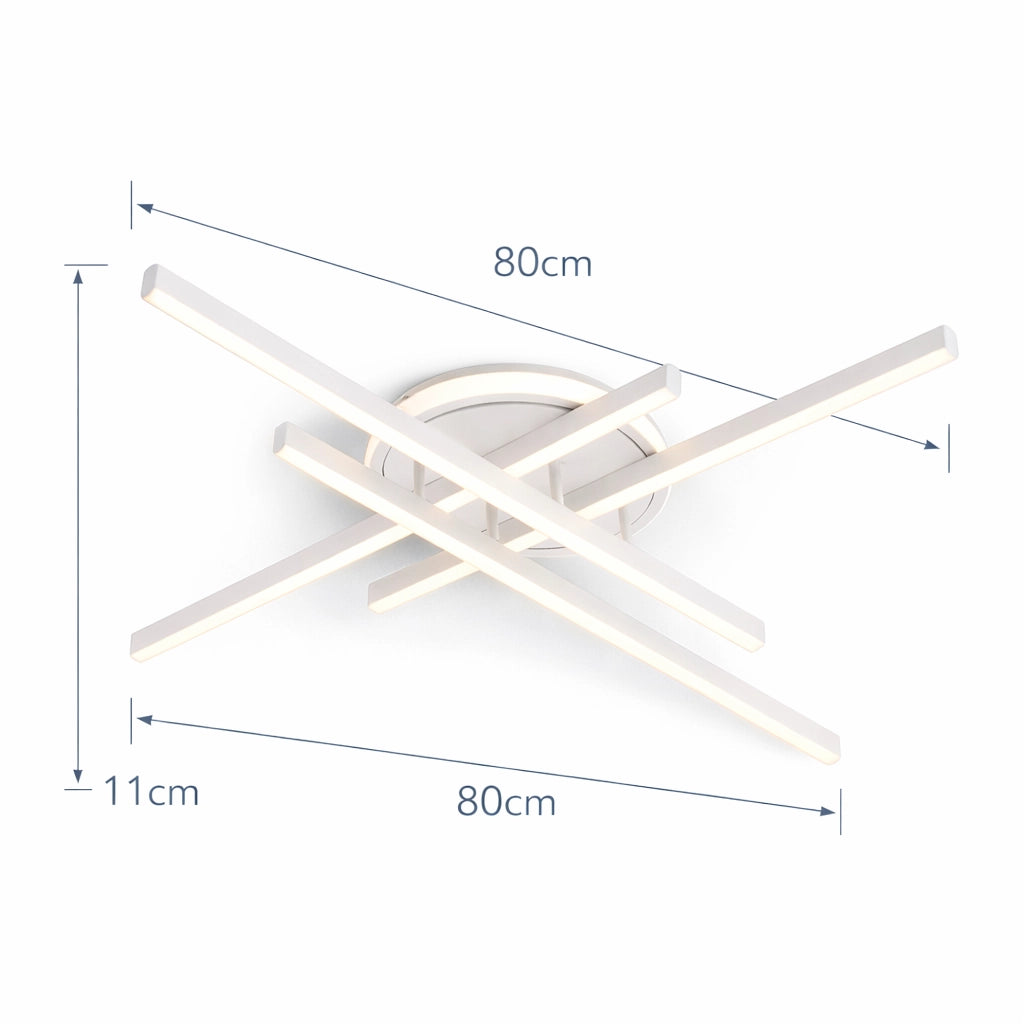 Plafoniera LED Moderna 45W Design Geometrico Bianco CCT Switch 3000K 4000K 6500K 3600 Lumen Soffitto Interno