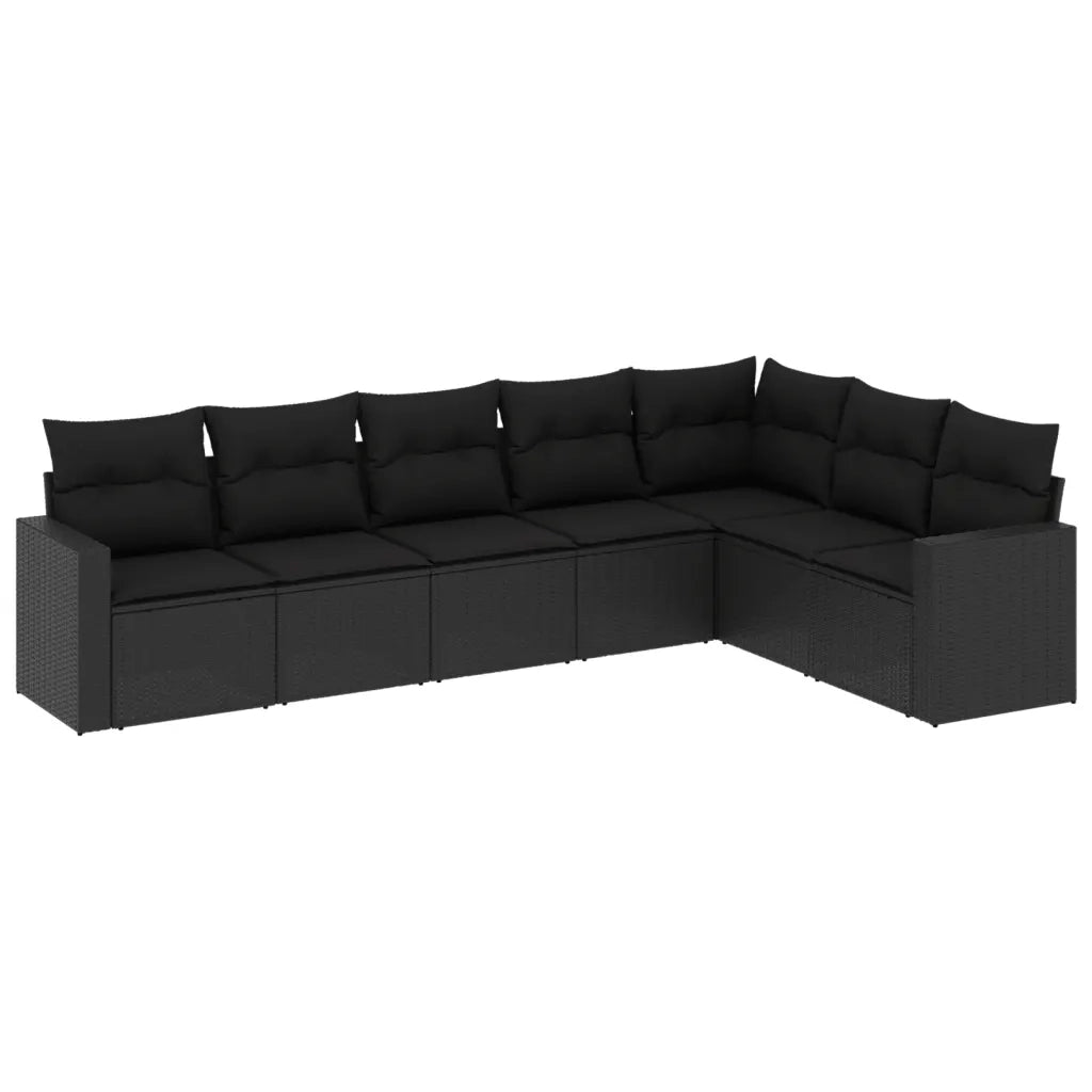 Set Divani da Giardino con Cuscini 7pz Nero Polyrattan 3251382