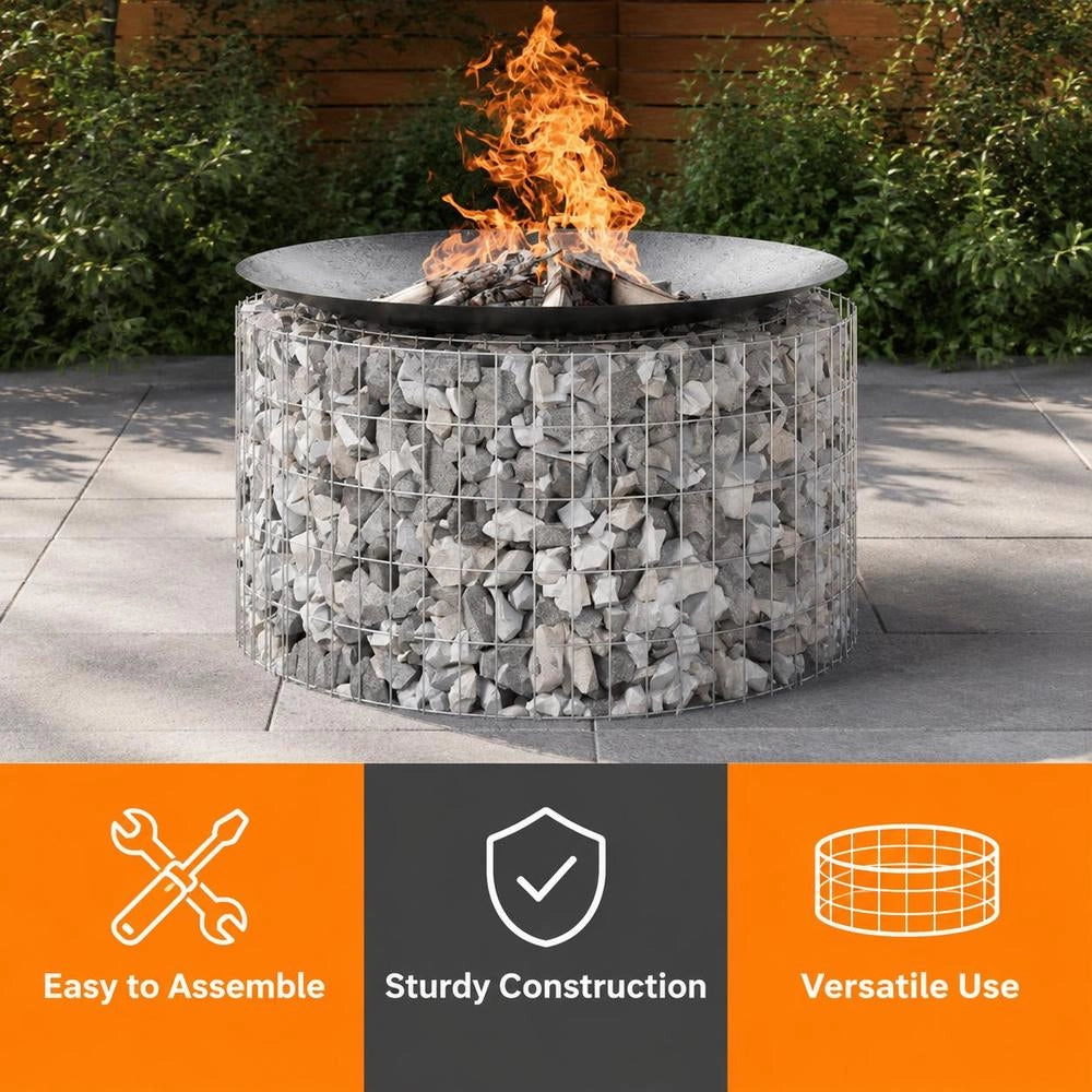 Gabion Fire Pit 100 Cm Galvanized Iron