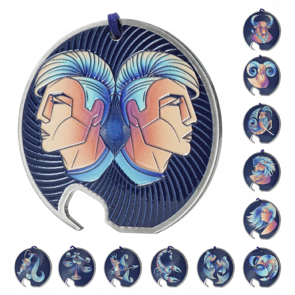 Apribottiglie in metallo KADAX, regalo per il segno zodiacale dei Gemelli, resistente.