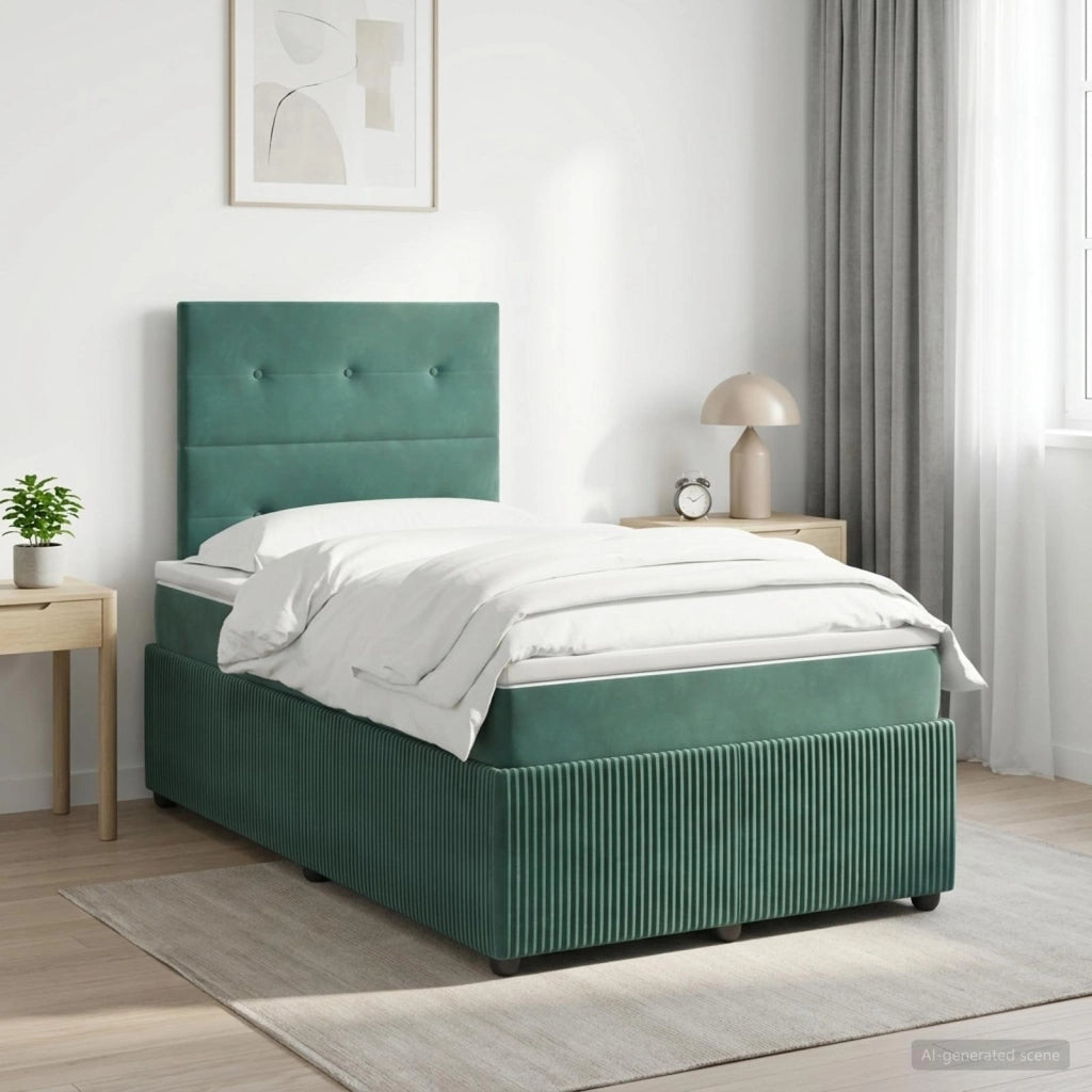 Letto box spring con materasso Verde Scuro 120 x 200 cm Velluto 3454586