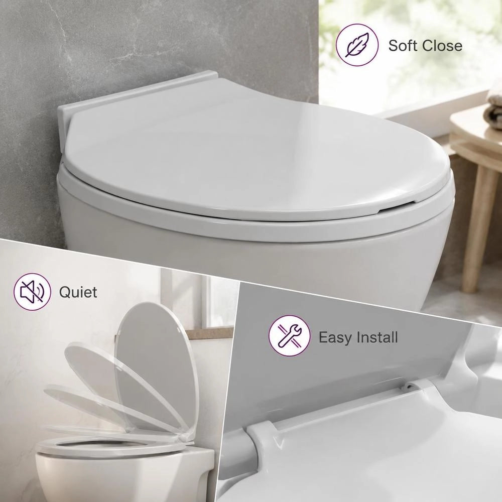 Toilet Seat With Soft-close Mechanism, Light Grey, Oval