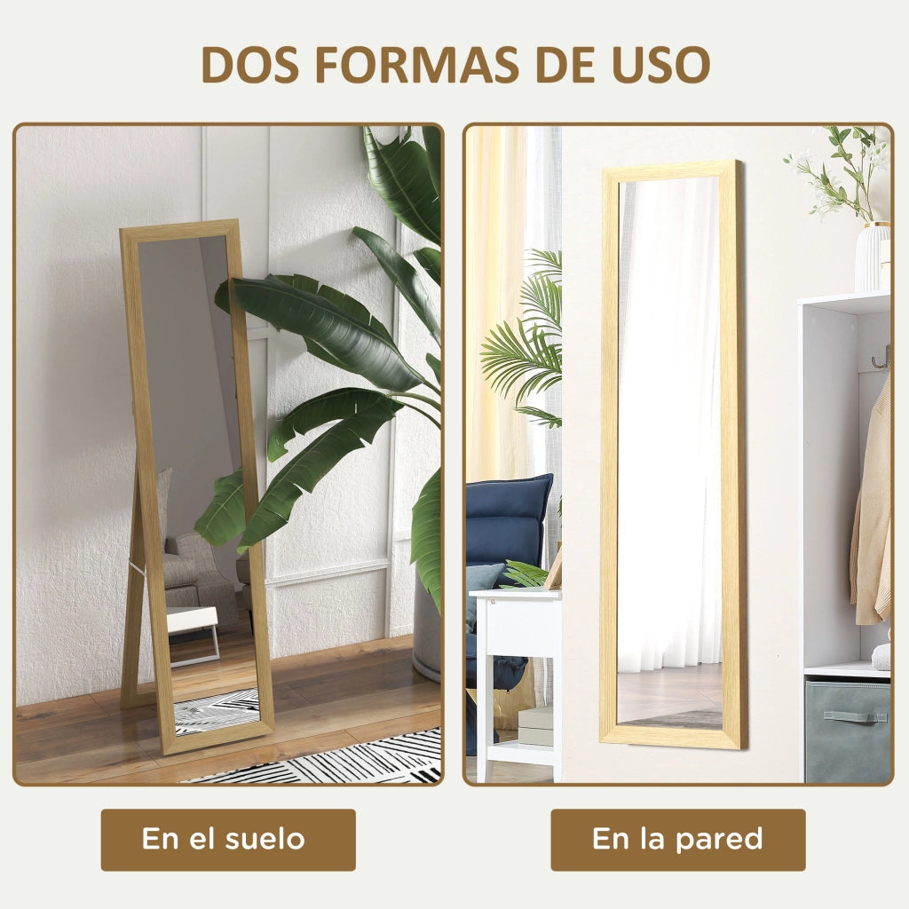 Specchio a Parete 37x155 cm con Cornice in Legno Rovere ¨C Zephmum ¨C Forma Rettangolare