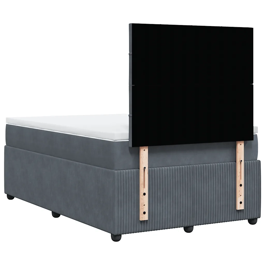 Giroletto a Molle con Materasso Grigio Scuro 120x190 cm Velluto